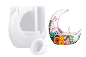 Molde silicona porta vela media luna